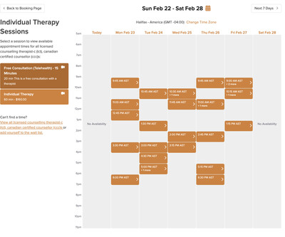 Link to: https://thetherapynest.janeapp.com/locations/the-therapy-nest/book#/discipline/1/treatment/42
