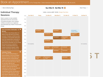 Link to: https://thetherapynest.janeapp.com/locations/the-therapy-nest/book#/discipline/1/treatment/42